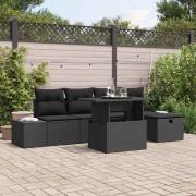vidaXL Trädgårdsoffset med kudde med lagring 6 pcs Poly rattan