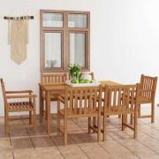 vidaXL 7-delad trädgårdsmatgrupp 150x90 cm massiv teak