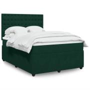 vidaXL Ramsäng med madrass mörkgrön 140x190 cm sammet