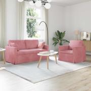 vidaXL Soffset 2 pcs Rosa 158 x 78 x 80 cm Sammet