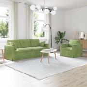 vidaXL Soffset 2 pcs Ljusgrön 198 x 78 x 80 cm Sammet