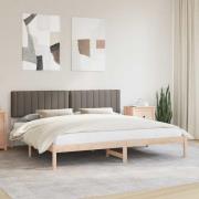 vidaXL Sängram med Klädd Huvudgavel Taupe 200 x 200 cm Massiv furu