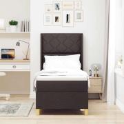 vidaXL Bäddfjäder med madrass med huvudgavel Mörkbrun 80 x 200 cm tyg