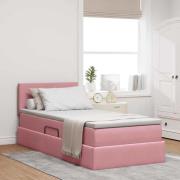 vidaXL Förvaringssäng med madrass med lagring Rosa 90 x 190 cm Sammet