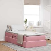 vidaXL Förvaringssäng med madrass med madrass Rosa 90 x 190 cm Sammet
