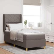 vidaXL Bäddfjäder med madrass med huvudgavel Taupe 200 x 80 cm tyg