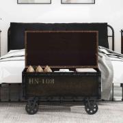 vidaXL Förvaringsbänk massivt trä och konstläder 80,5x41x50 cm