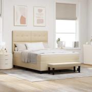 vidaXL Bäddfjäder med madrass med huvudgavel Kräm 140 x 200 cm tyg