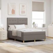 vidaXL Bäddfjäder med madrass med huvudgavel Taupe 140 x 200 cm tyg