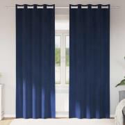 vidaXL Mörkläggningsgardiner 2 pcs Mörkblå 140 x 225 cm Sammet