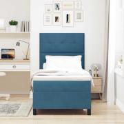 vidaXL LED Box Säng med madrass med huvudgavel Mörkblå 80 x 200 cm tyg