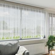 vidaXL Spetsgardin med gardiner Blommor Vit 180 x 500 cm Polyester