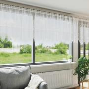 vidaXL Spetsgardin med gardiner Blommor Vit 80 x 750 cm Polyester