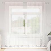 vidaXL Spetsgardin med gardiner Blommor Vit 220x150cm Polyester