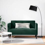 vidaXL Loveseat soffa mörkgrön 111 cm sammet