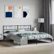vidaXL Sängram med huvudgavel metall svart 200x200 cm