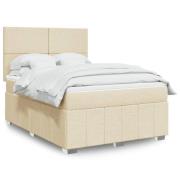 vidaXL Ramsäng med madrass gräddvit 140x190 cm tyg