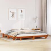 vidaXL Sängram utan madrass vaxbrun 180x200 cm massiv furu