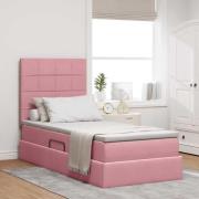 vidaXL Förvaringssäng med madrass med madrass Rosa 90 x 200 cm Sammet