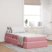 vidaXL Förvaringssäng med madrass med madrass Rosa 90 x 200 cm Sammet