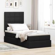 vidaXL Förvaringssäng med LED med madrass Svart 90 x 190 cm Polyester