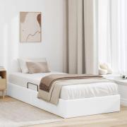 vidaXL Förvaringssäng med huvudgavel Ren Vit 90 x 190 cm Konstläder