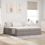 vidaXL Förvaringssäng med madrass Taupe 200 x 200 cm Polyester