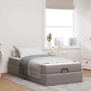 vidaXL Sängram med madrass 2 pcs Taupe tyg
