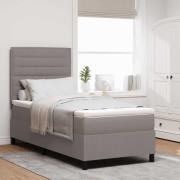 vidaXL Bäddfjäder med madrass med huvudgavel Taupe 100 x 200 cm tyg