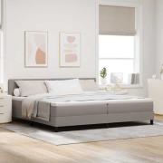 vidaXL Bäddfjäder med huvudgavel Taupe 200 x 200 cm tyg