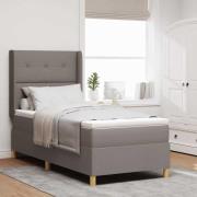 vidaXL Bäddfjäder med madrass med huvudgavel Taupe 100 x 200 cm tyg