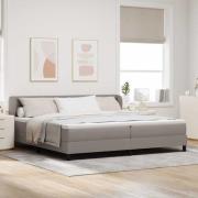 vidaXL Bäddfjäder med madrass med huvudgavel Taupe 200 x 200 cm tyg