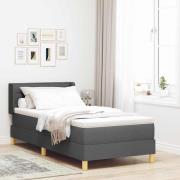 vidaXL Bäddfjäder med madrass med huvudgavel Mörkgrå 200 x 80 cm tyg