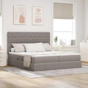 vidaXL Förvaringssäng med madrass Taupe 200 x 200 cm Konstläder