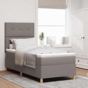 vidaXL Bäddfjäder med madrass med huvudgavel Taupe 90 x 200 cm tyg