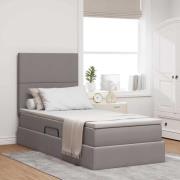 vidaXL Förvaringssäng med LED med madrass Taupe 90 x 200 cm Polyester