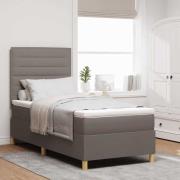 vidaXL Bäddfjäder med madrass med huvudgavel Taupe 90 x 200 cm tyg