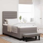 vidaXL Bäddfjäder med madrass med huvudgavel Taupe 90 x 200 cm tyg