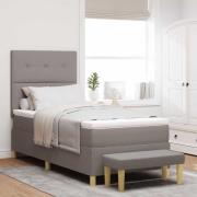 vidaXL Bäddfjäder med kudde med huvudgavel Taupe 200 x 100 cm tyg