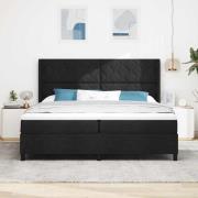 vidaXL Bäddfjäder med madrass med huvudgavel Svart 200 x 200 cm tyg