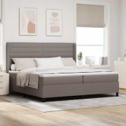 vidaXL Bäddfjäder med madrass med huvudgavel Taupe 200 x 200 cm tyg