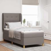 vidaXL Bäddfjäder med madrass med huvudgavel Taupe 200 x 100 cm tyg