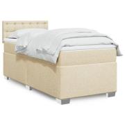 vidaXL Ramsäng med madrass gräddvit 90x200 cm tyg