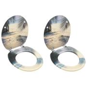 vidaXL Toalettsitsar med lock 2 st MDF strand