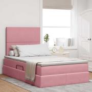 vidaXL Förvaringssäng med madrass med madrass Rosa 120 x 200 cm Sammet