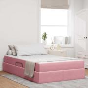vidaXL Förvaringssäng med madrass med madrass Rosa 120 x 200 cm Sammet
