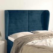 vidaXL Sänggavel med kanter mörkblå 147x23x118/128 cm sammet