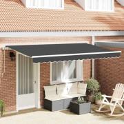 vidaXL Utfällbar markis Antracit 350 x 200 cm tyg