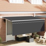 vidaXL Utfällbar markis Antracit 350 x 200 cm Polyester och aluminium