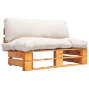 vidaXL Pallsoffa med dynor sandfärgad massiv furu